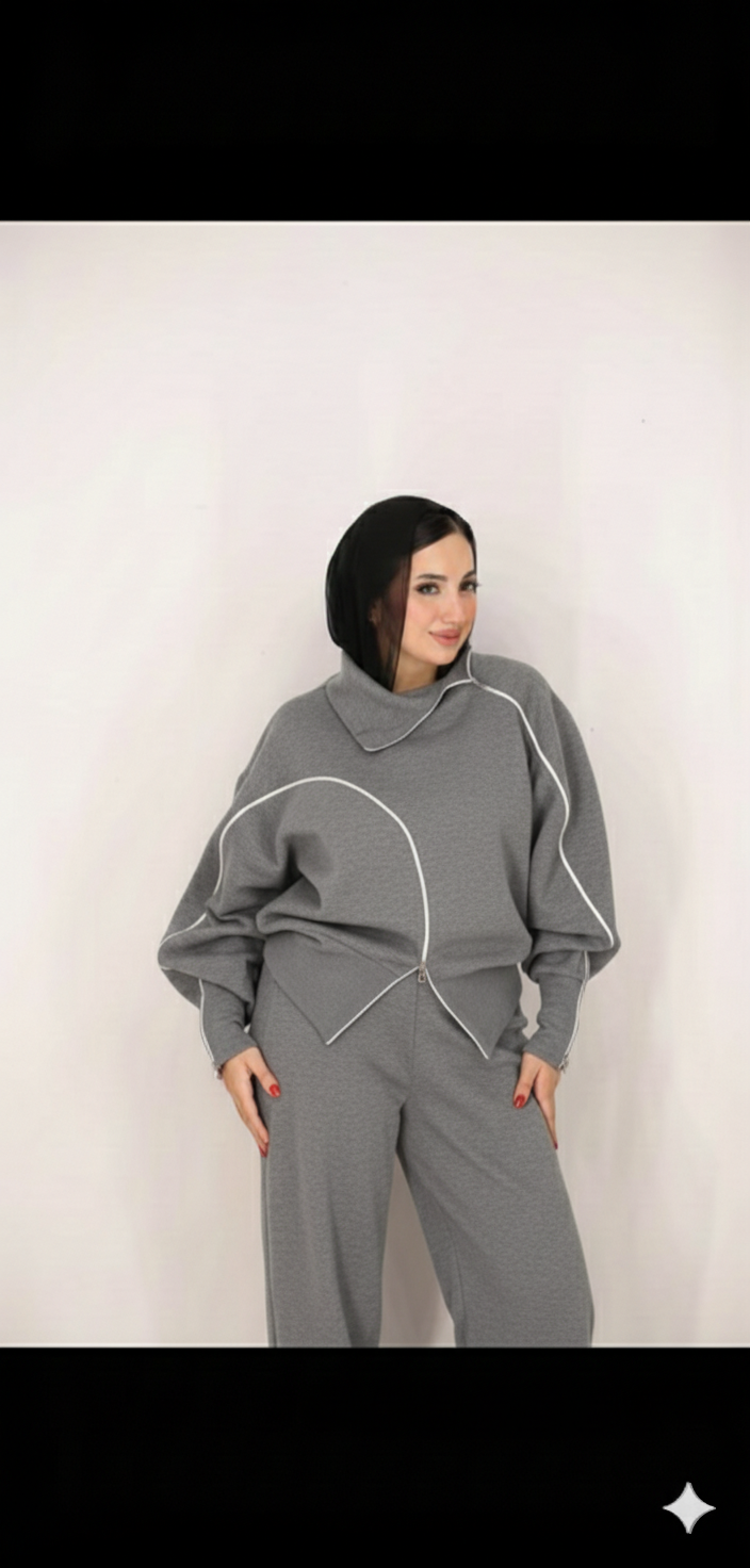 Zipper Trim Suit