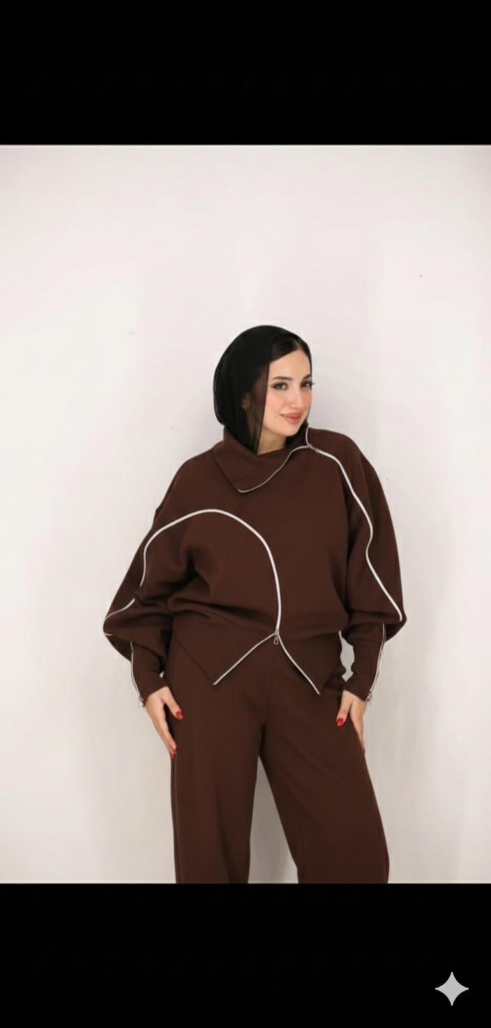 Zipper Trim Suit